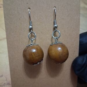 Chic Wooden Sphere Earrings